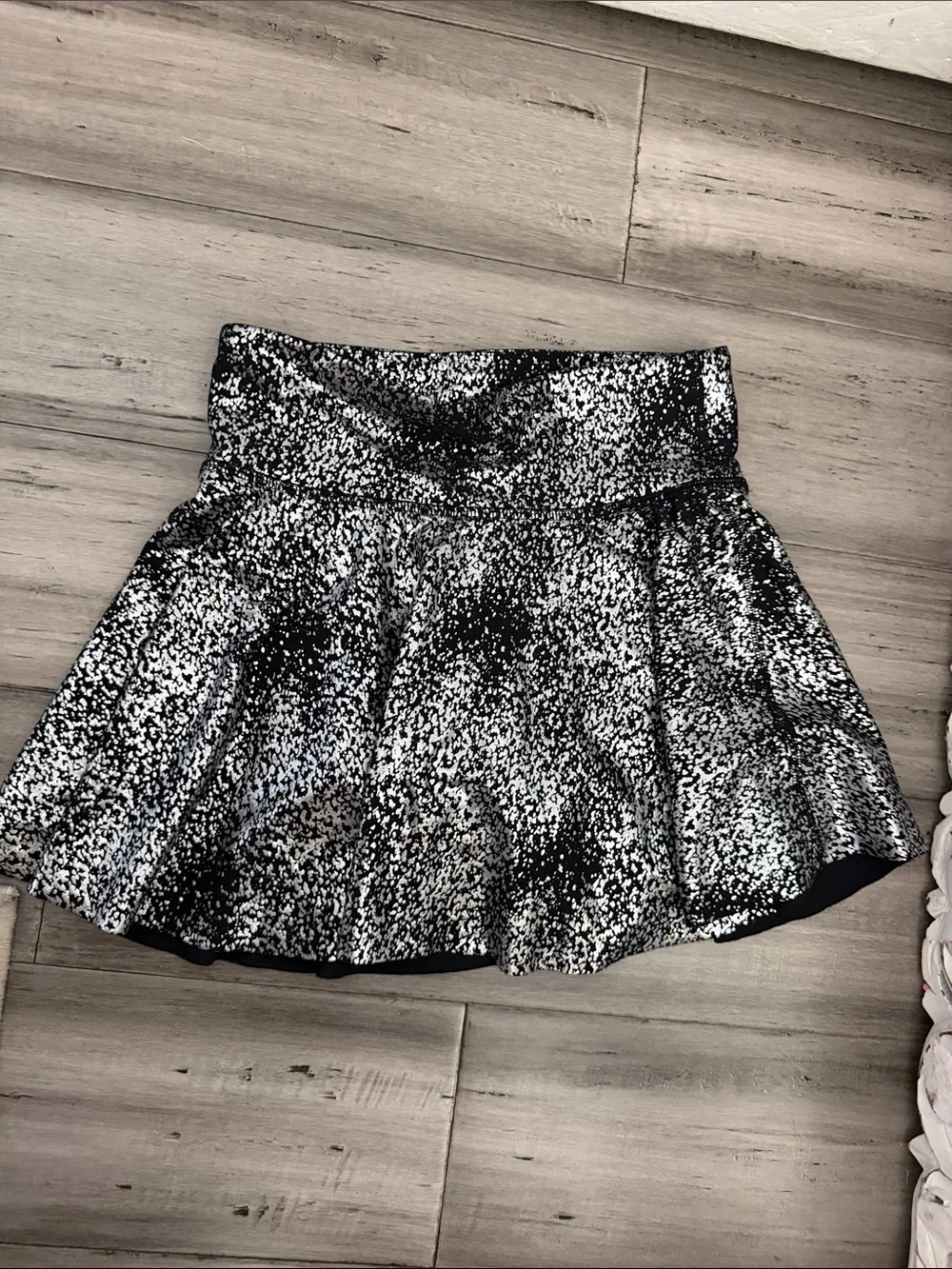 Girls Black & Silver Speckled Flare Skirt with Wide Waistband